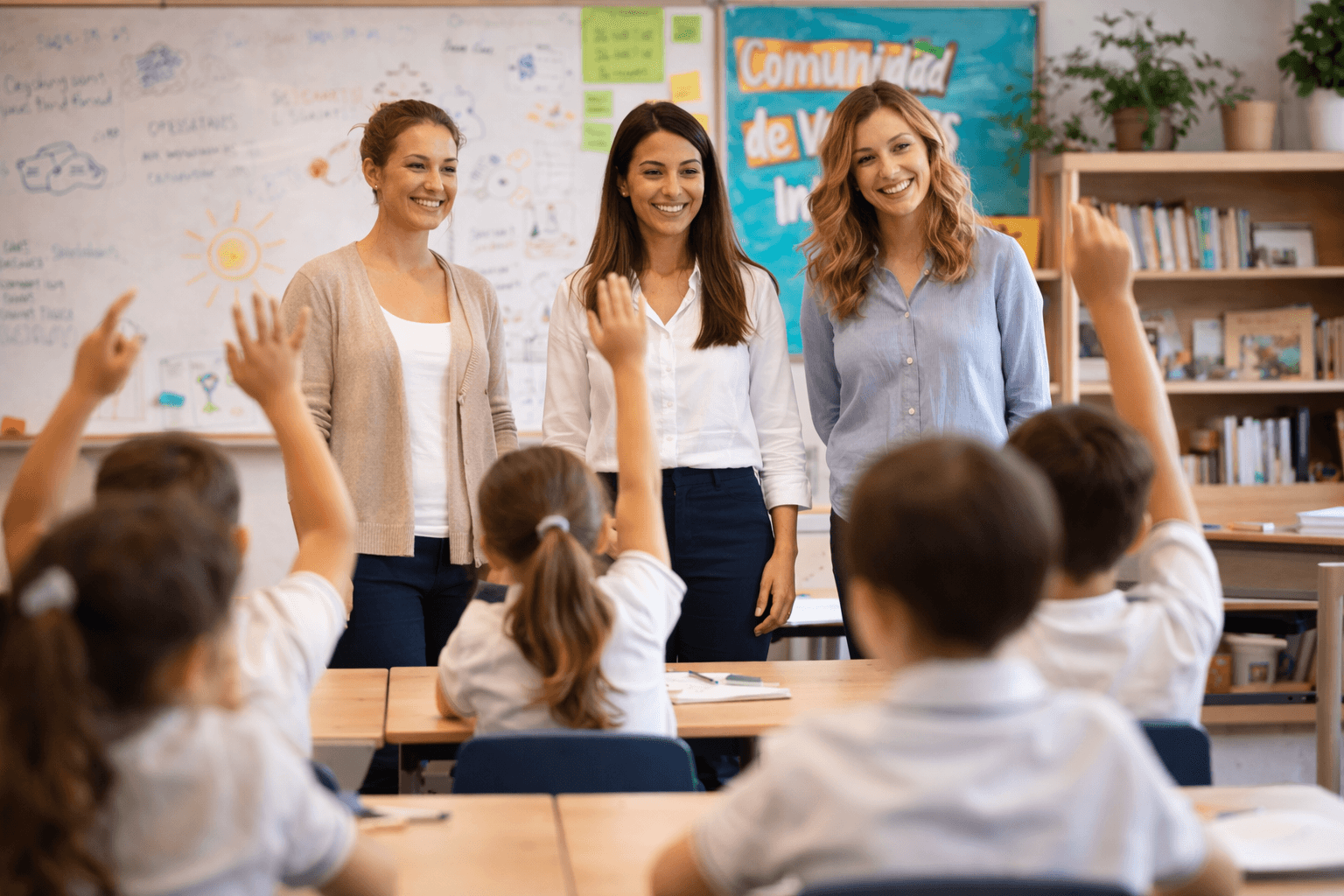 Docentes y alumnos en una actividad del Colegio del Sol